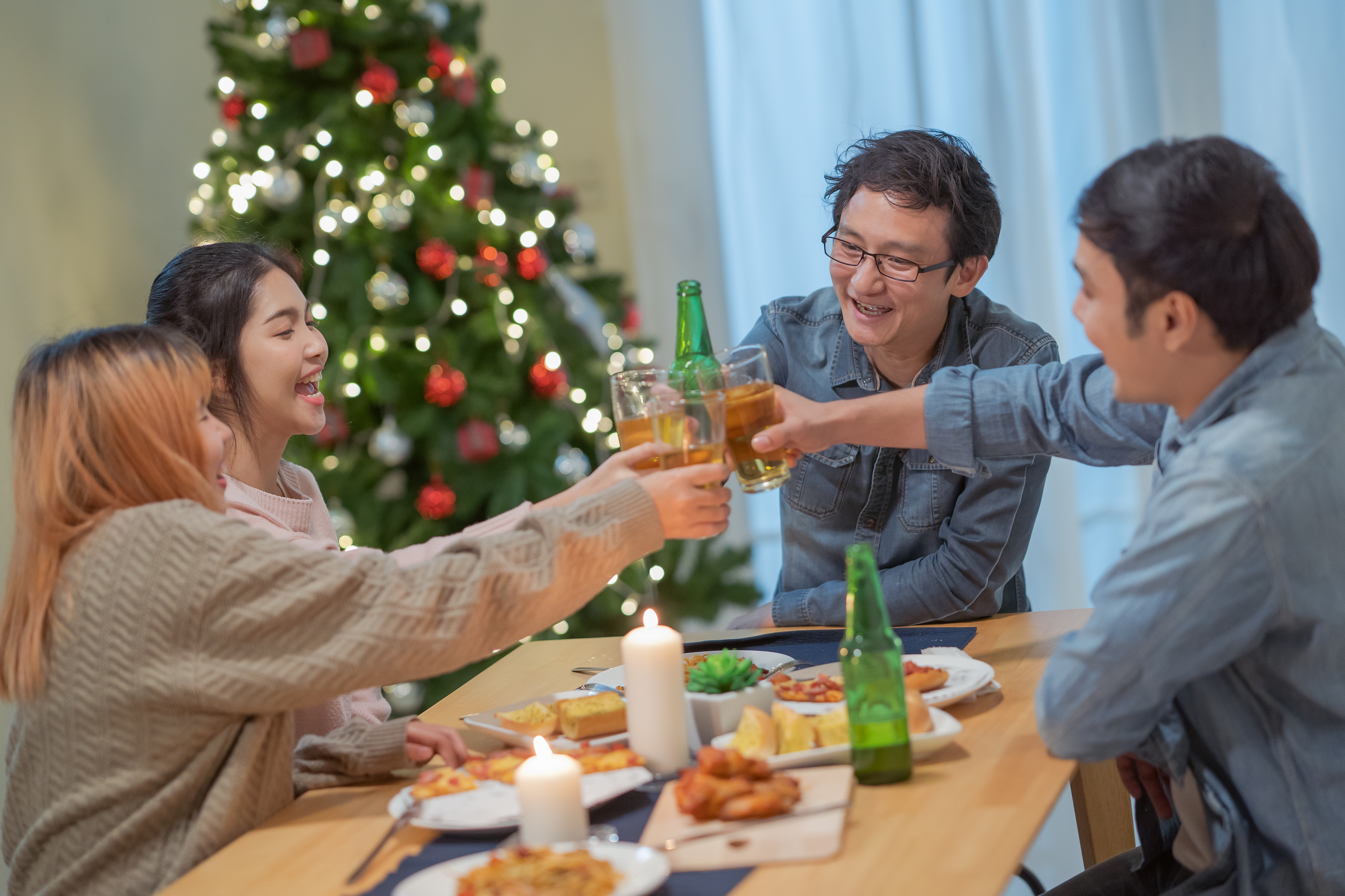 festive feasting image of people eating and drinking together